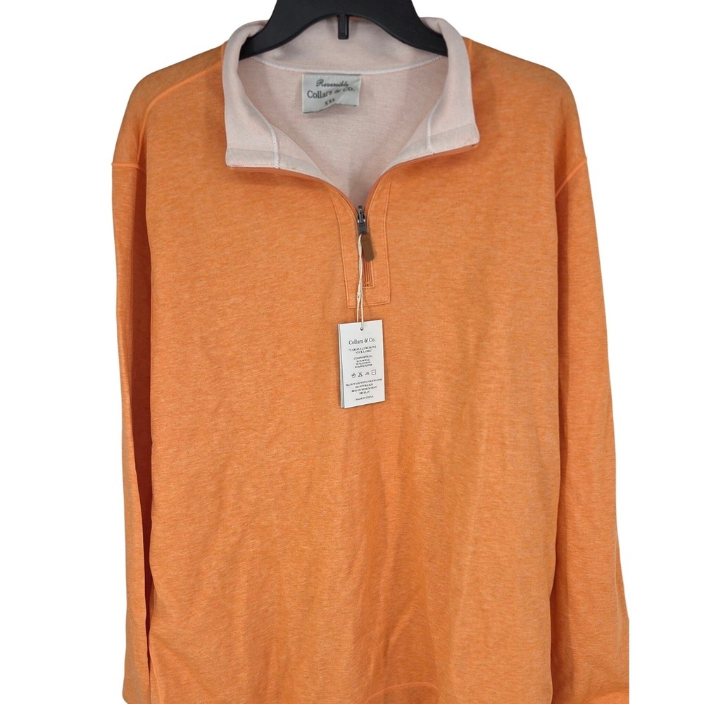 NWT Collars and Co Men's Orange Heather Quarter Zip Pullover Sweatshirt Size XXL